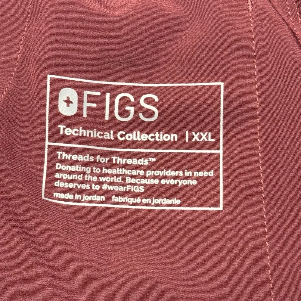 Figs Technical Collection Scrub Pants Men's 2XL Cargo Pocket Drawstring Maroon